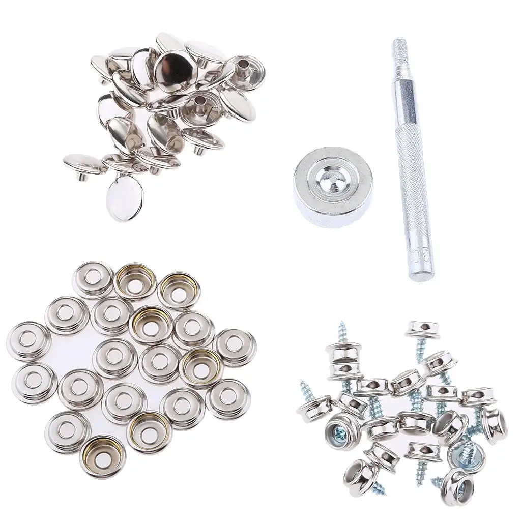 62 Pieces Boat Marine Cover Fastener /8`` Screw Kit with Installation Tool