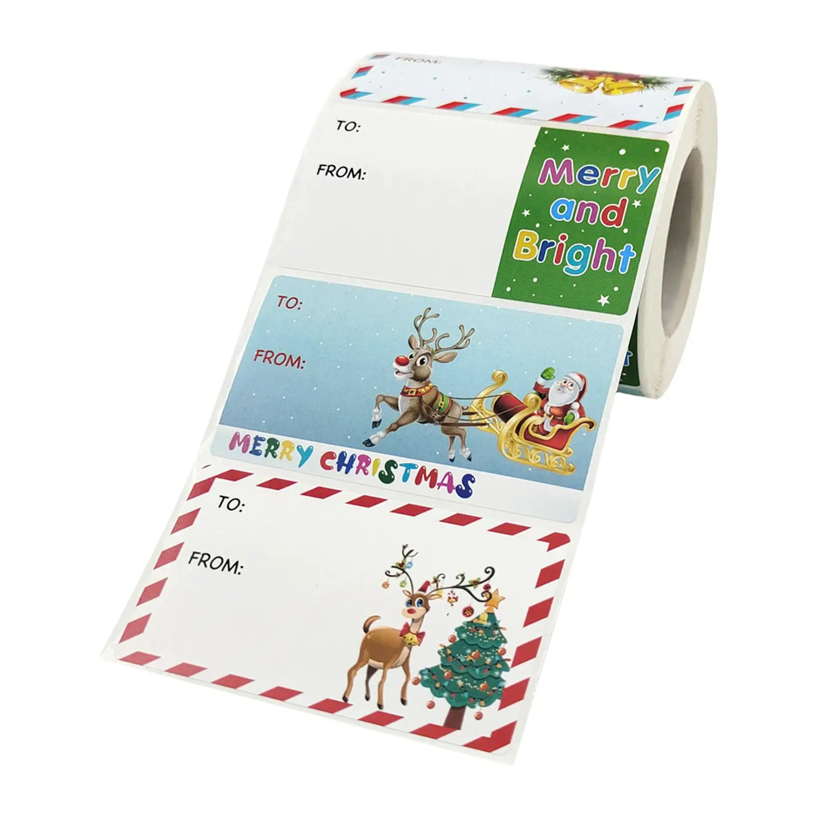 500x Christmas Tags Stickers Roll Sealing Stickers Self Adhesive Stickers for Birthdays Crafts Kids Gift Wrapping Scrapbooking