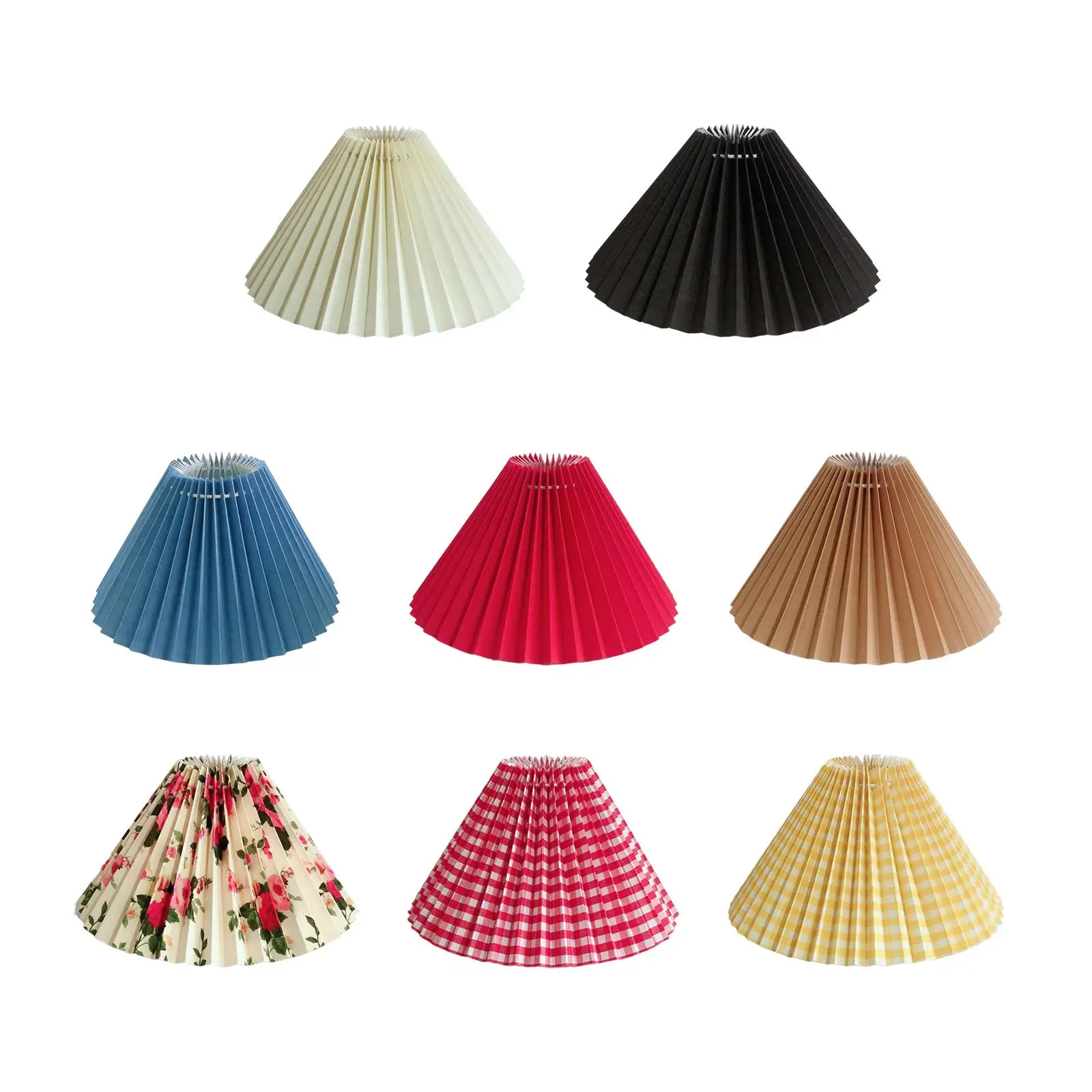 Round Pleated Lampshade Cloth Bedroom Fabric Lamp Shade   Lamp