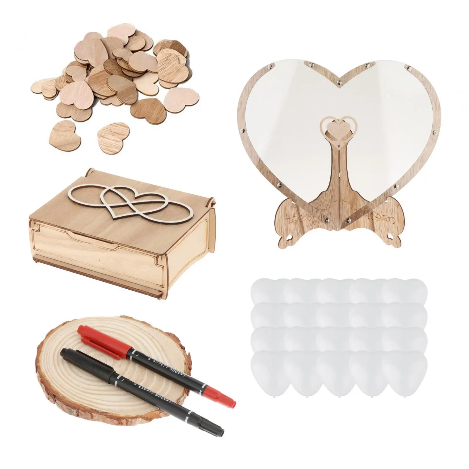 Guest Book Wedding with Wooden Hearts Unique Wedding Guest Book Frame with heart for Table Centerpieces Party Favor Decoration