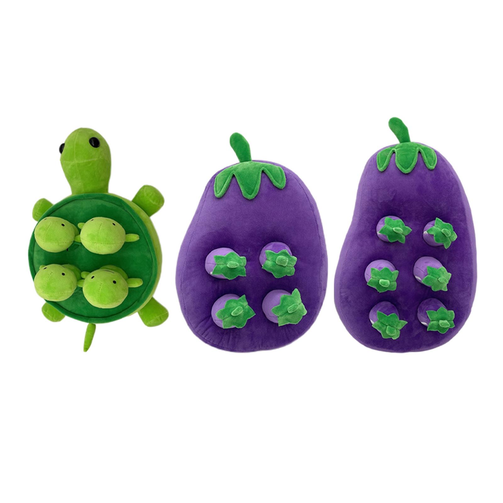 Turtle Eggplant Plushtoy Molars Toy Parent Child Interaction Education Stuffed Toy Vegetable Fruit Plush Toy for Baby Dog Pet