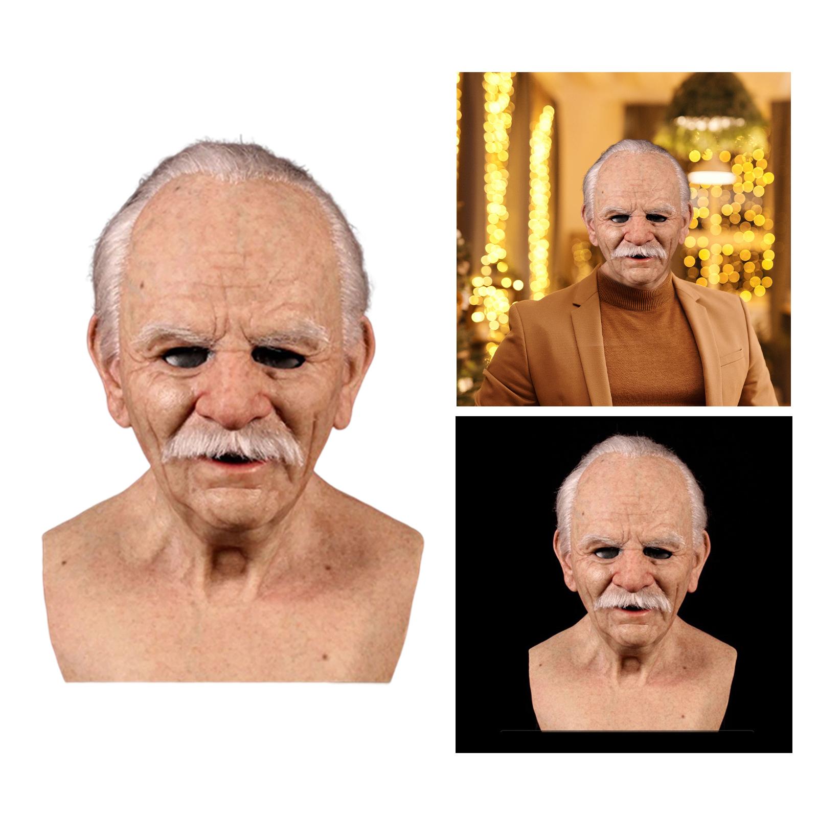 Funny Latex Mask Human Wrinkle Face Mask Grandfather Head Cover for Cosplay