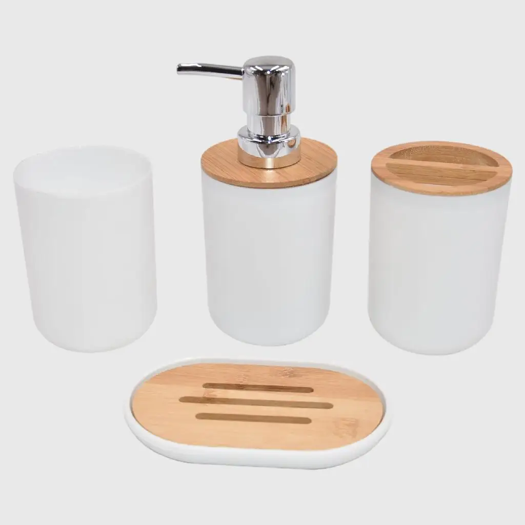 Bathroom Accessories Set-Soap Dish, Lotion Bottle, Plastic , Toothbrush Cup, Bath Ensemble, for Decoration  Countertop Decor