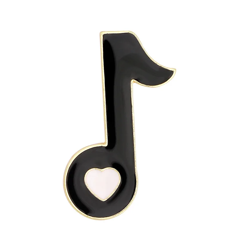 Music Notes Enamel Pins Custom Diamond Black White Keys Instrument Brooches Lapel Badges Jewelry Musician Gift Wholesale product