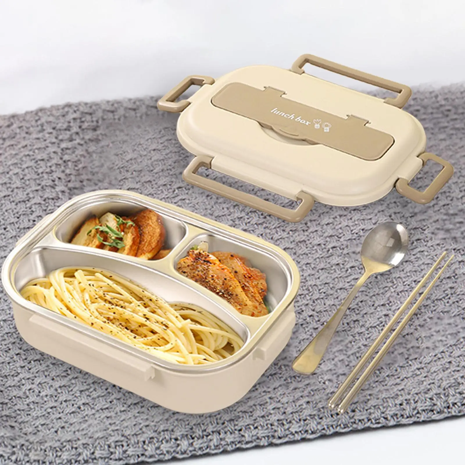 Bento Box 1L Multi Purpose Easy to Clean with Phone Holder with Cutlery Lunch Container for Picnic Outdoor Home Travel