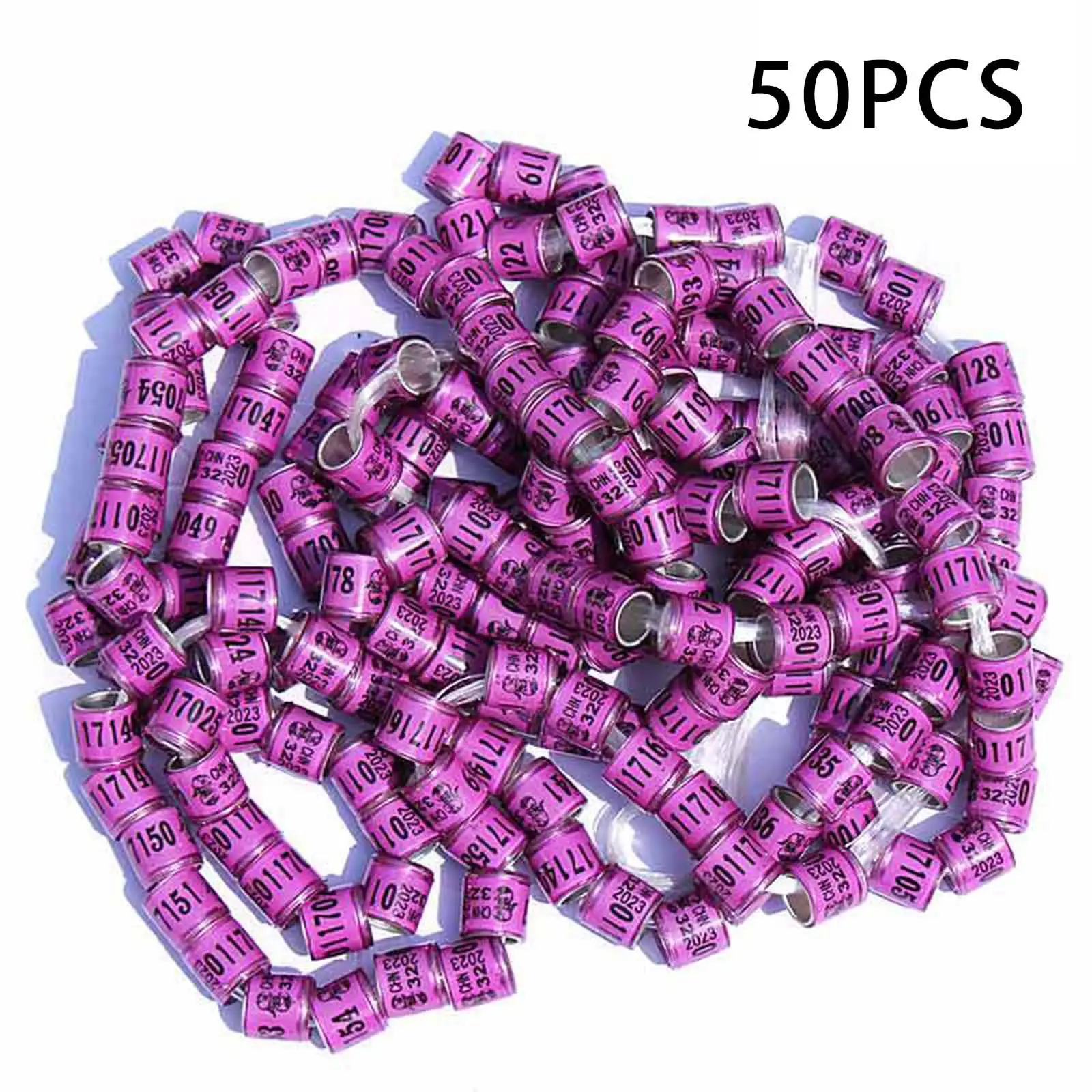 50pcs 2023 Racing Pigeon Leg Rings Numbered Dove Foot Bands for Bantam Finch