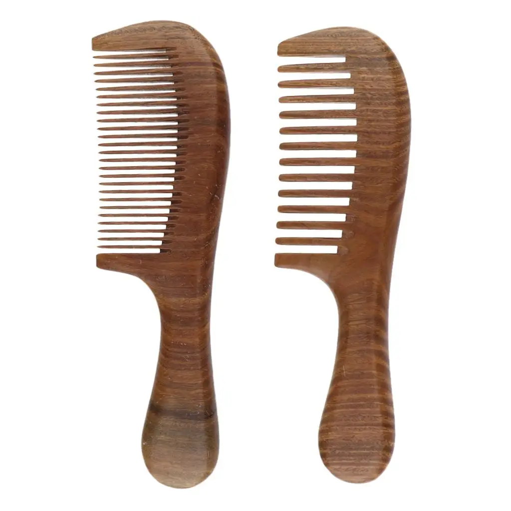  Detangling Comb Hairbrush Handmade Green  Wooden Combs - Wide/Fine 
