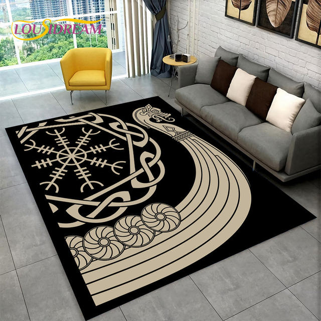 Celtic Cross With Raven Rug – Celtic Viking Area Rug, Carpet Viking, Viking outlet Area Rugs Living Room, Viking Carpet Bedroom