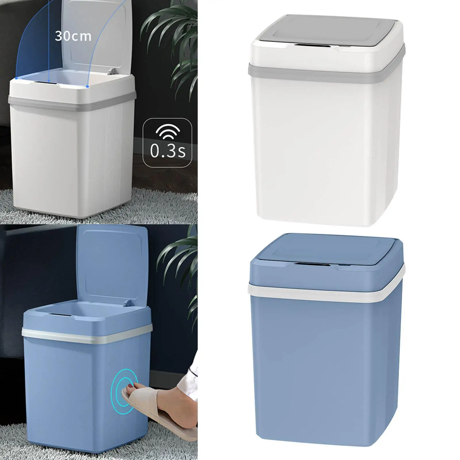 Electric Automatic Touchless Garbage Bin 12L Rechargeable for Bathroom touch Free with Lid Convenient Rectangular