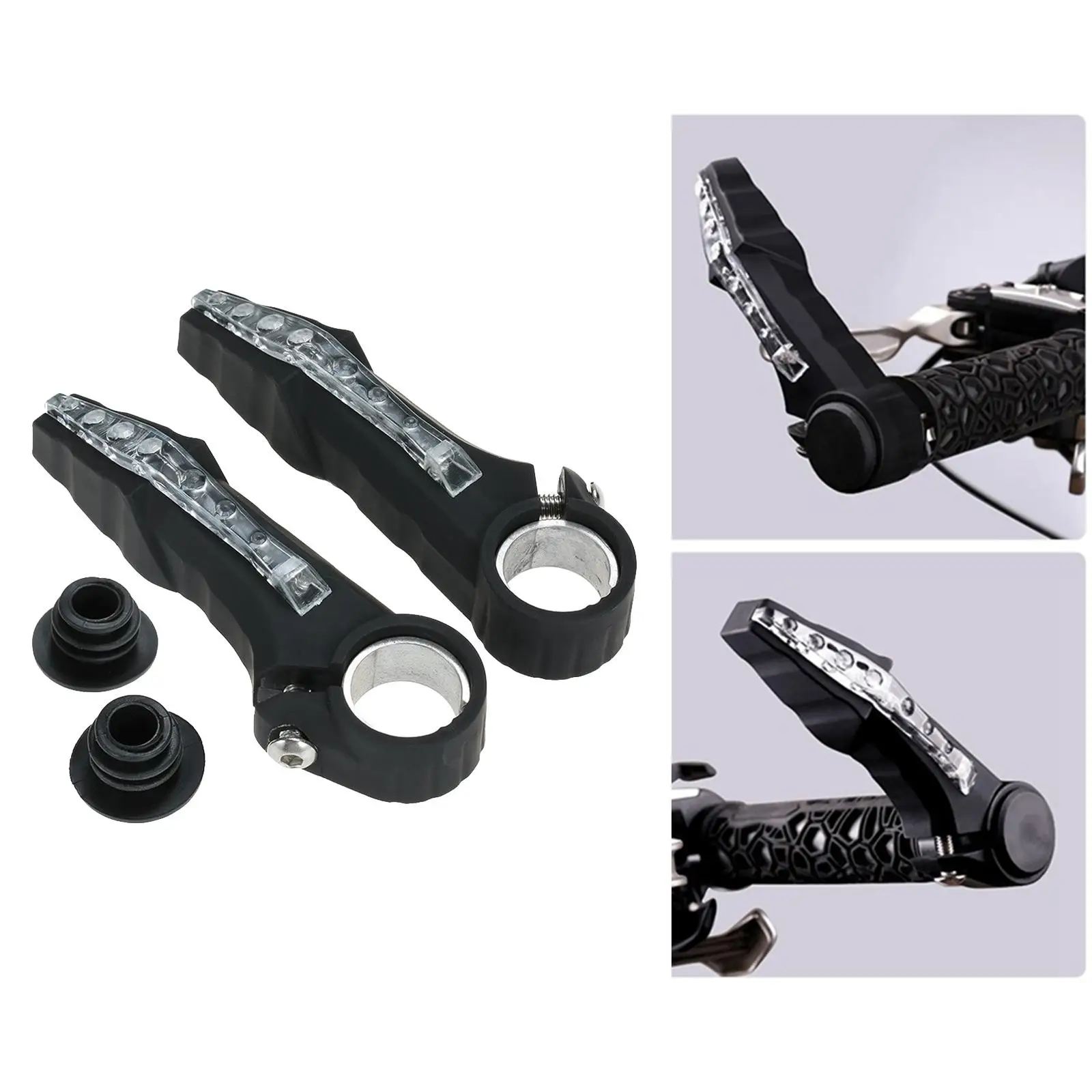 2Pack  Auxiliary Rest Handlebar Grips Light Bar End Lamp Road Bikes