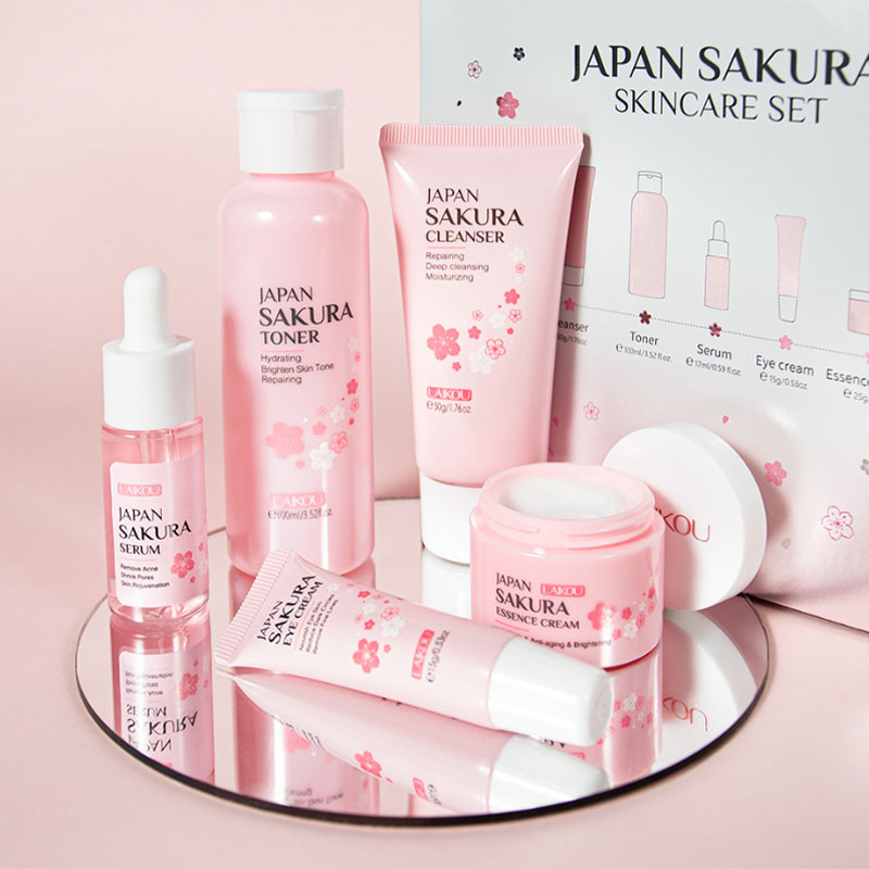 Best of 5-piece Gift Box Cherry Blossom Sakura Skin Care Set Collagen Eye Cream Serum Facial Cleanser Toner Facial Cream Beauty Makeup Reviews & Tips