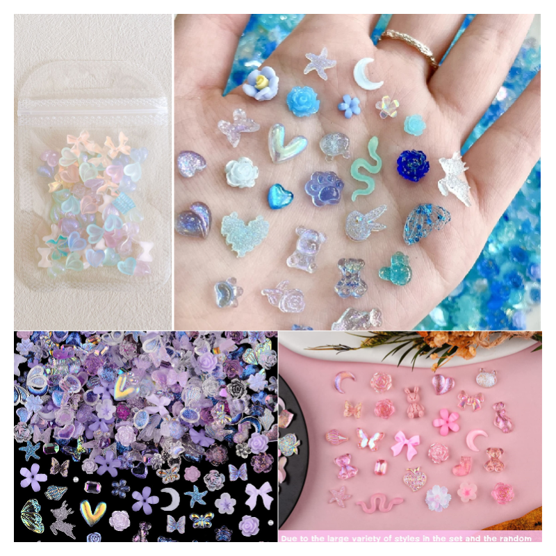 Best of 50pcs Bulk Nail Charms Aurora Resin Rhinestones Nail Art Decorations Cute Bow Bear Lollipop Kawaii Accessories For Manicure DIY Reviews & Tips