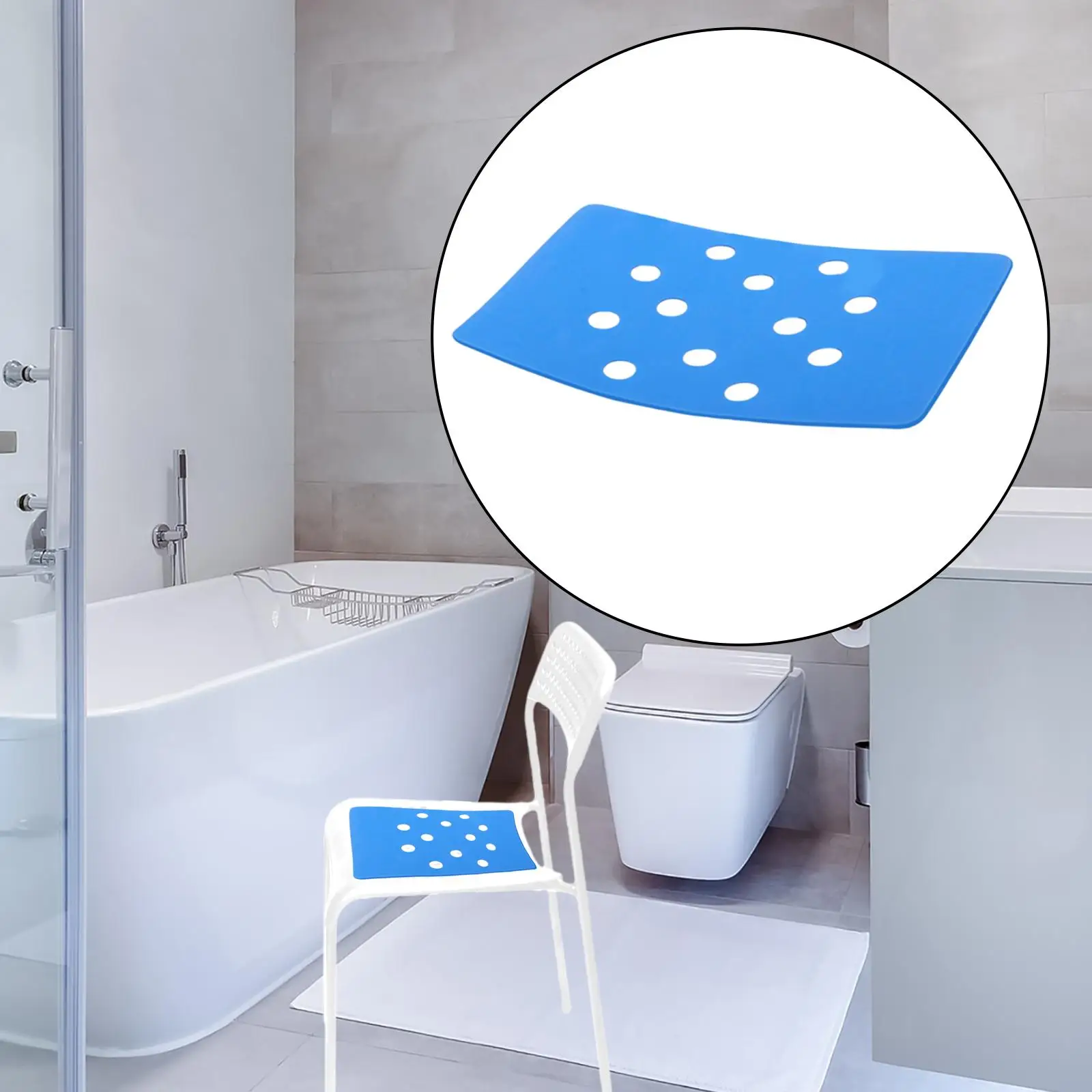Bath Shower Stool Seat   Accessories Fit Bath Bench EVA Foam  for Elderly Senior 13.8x9.5 Inches -Blue