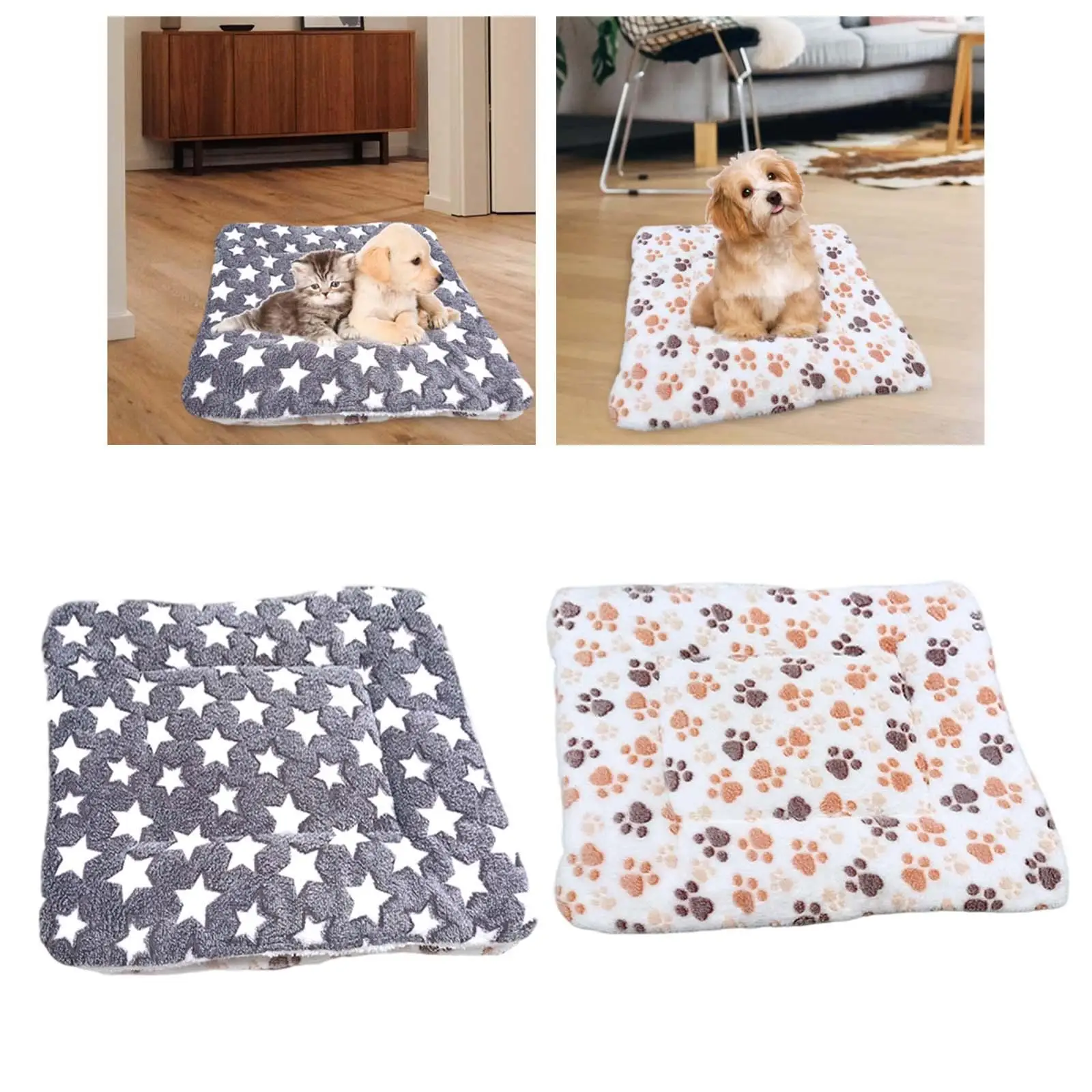 Soft Warm Pet Bed Mat Kennel Pad Pet Bed Liner Machine Washable Crate Mat with Cute Prints Pad for Medium Small Dogs and Cats