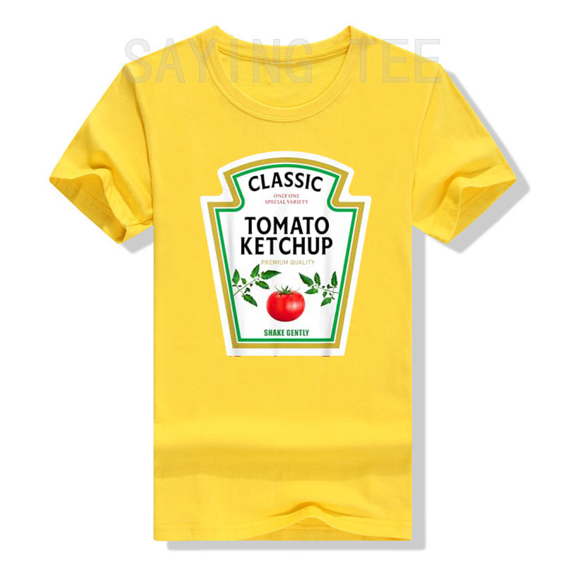 Mostarda Mayo-Ketchup, Amarelo, Combinar, Casais, Grupo, T-shirt