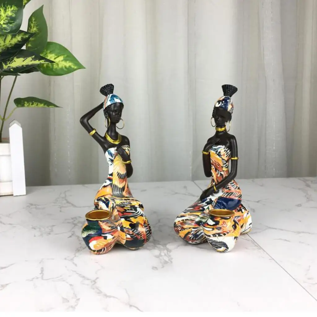 Candle Holder Figurine African Art Candleholders for Dining Room