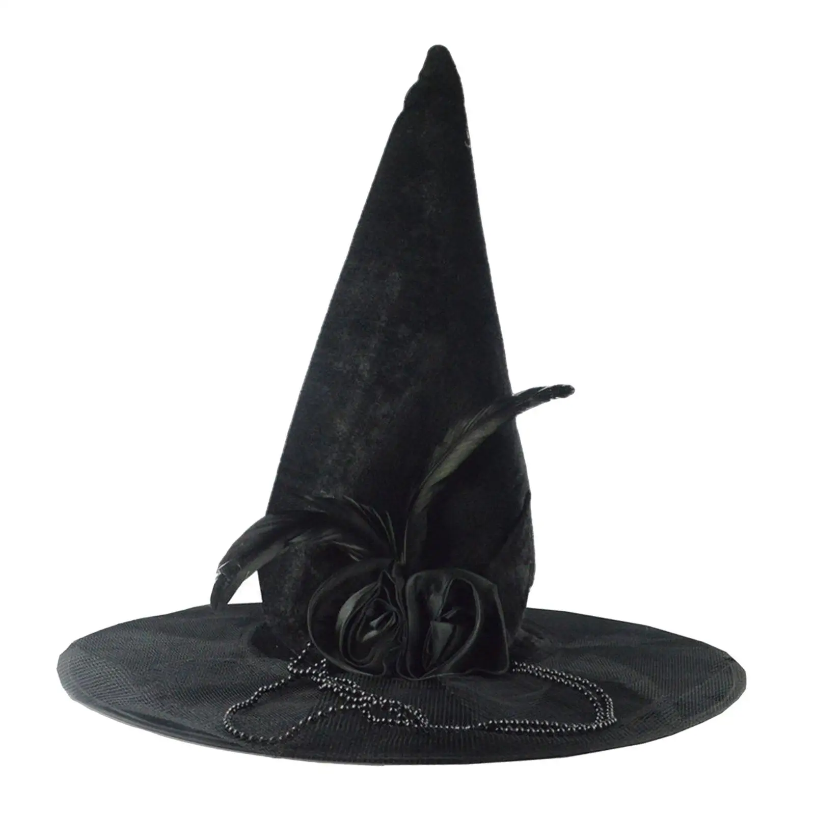 Halloween Witch Hat Novelty Black Women Decorative Pointed Top Hat for Fancy Dress Party Stage Performance Photo Props