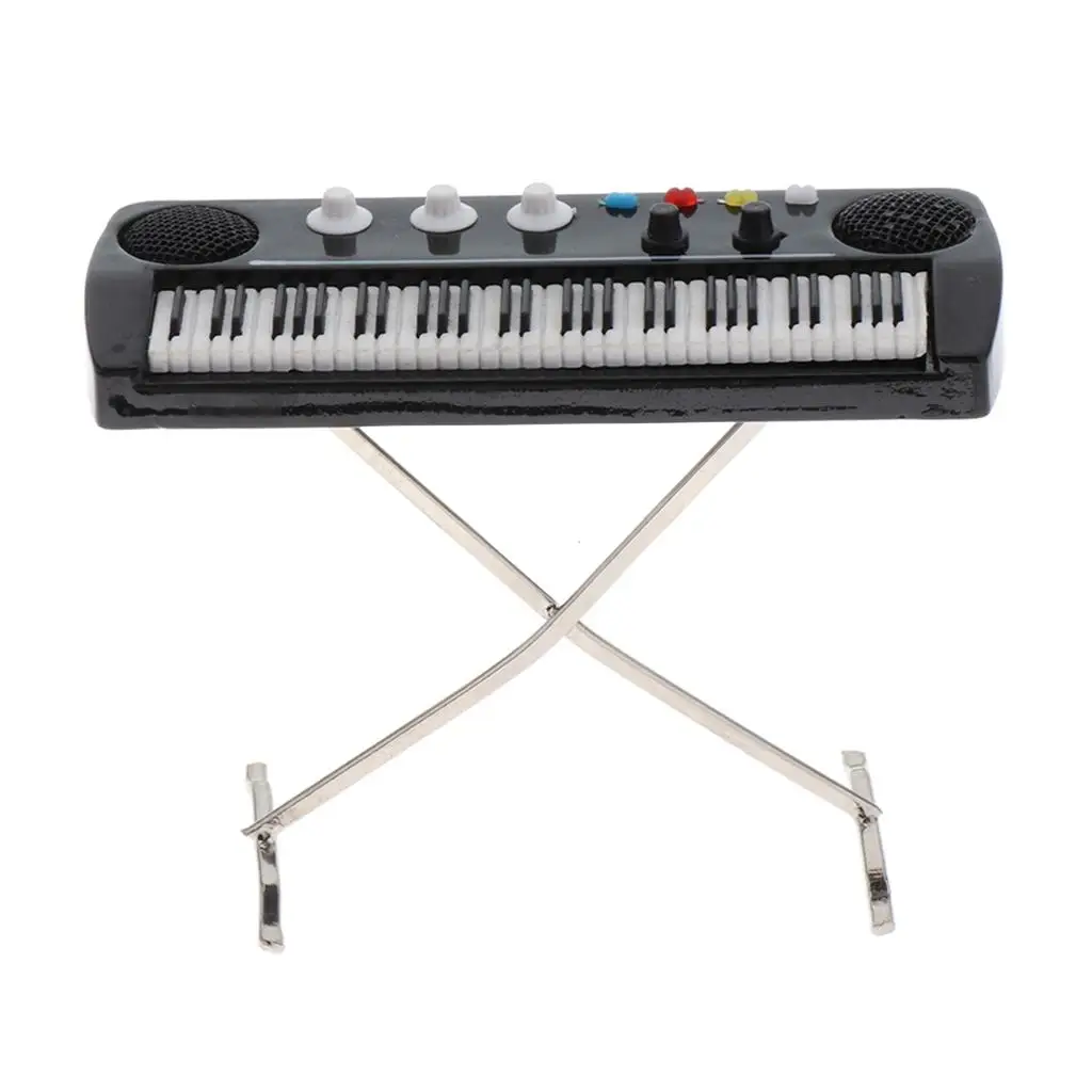 1:12 Dollhouse Miniature Keyboard Piano with Case Gift, Realistic Music