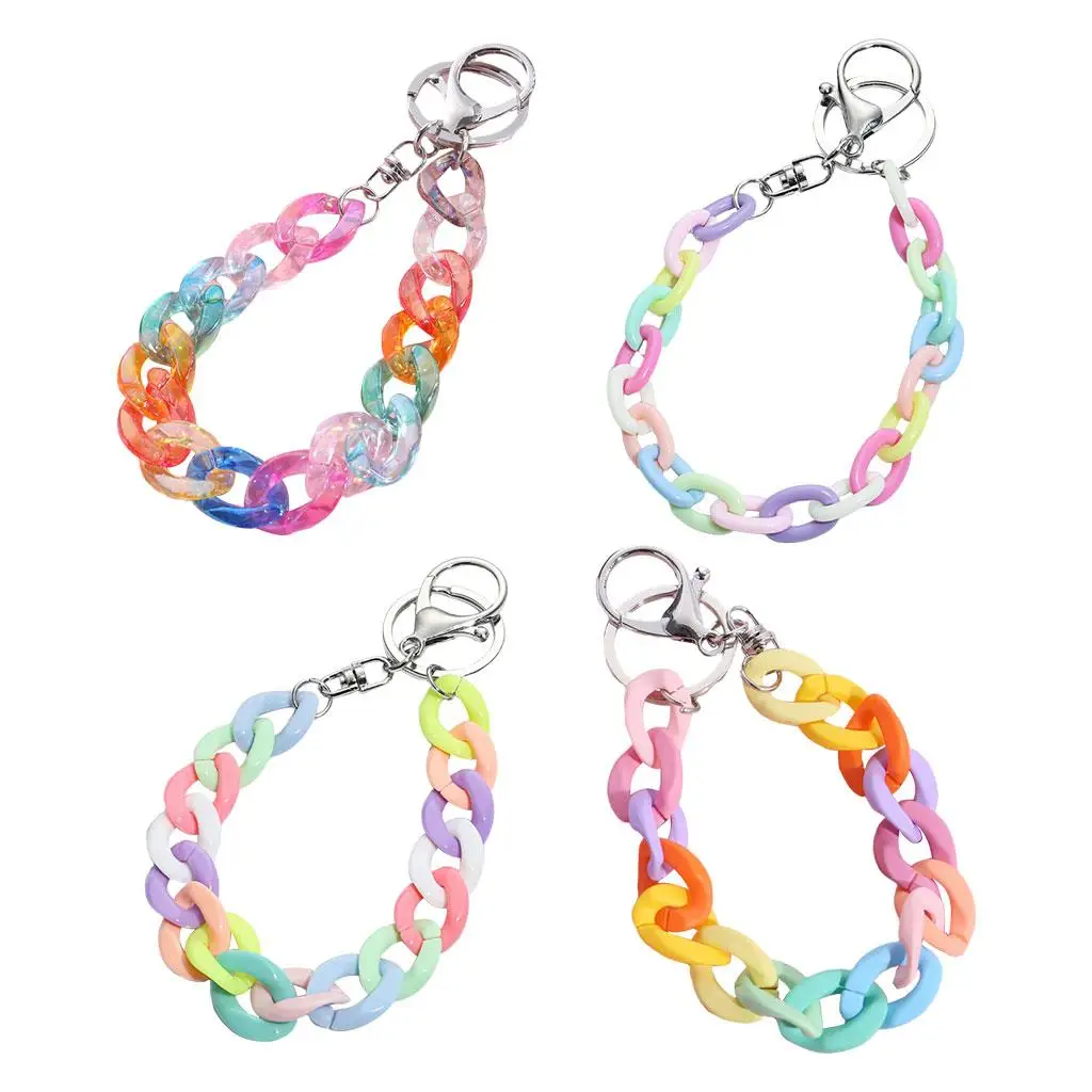 Chain of Colorful Acrylic Links, Keychains with Lobster Closure for Necklace, Bracelet,  Manufacturing, 