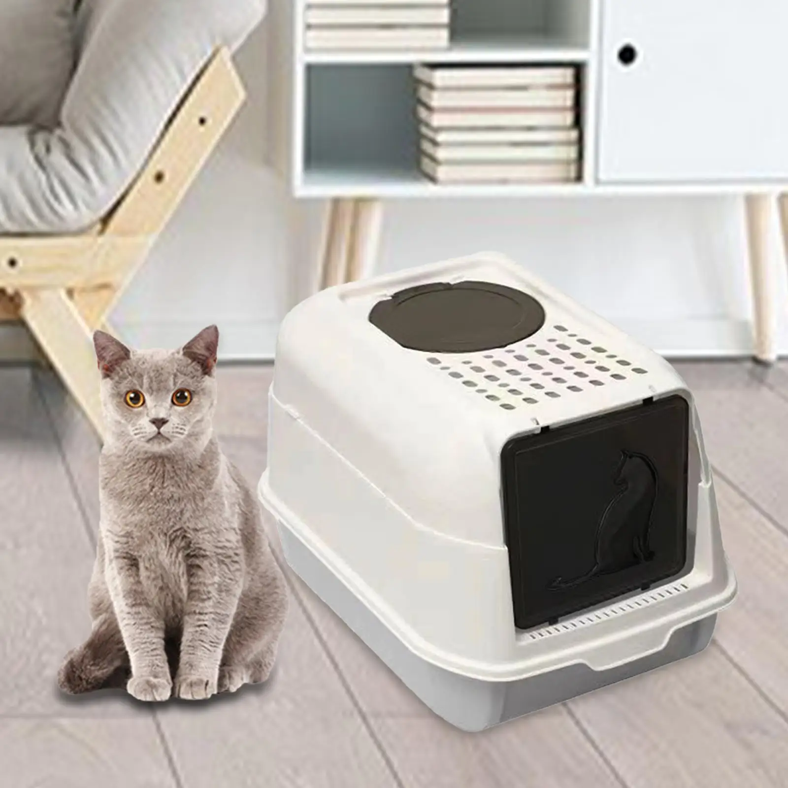 Enclosed Cat Litter Box Kitten Litter Box Covered Cat Litter Tray Anti Large Litter open Top for Pets Small Kitty Dog