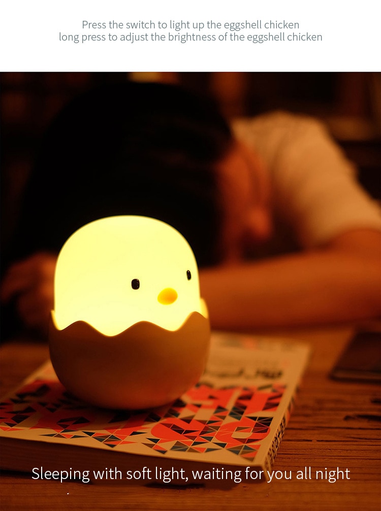 Duck Silicone Night Light for Children With Timer Usb Rechargeable Dimming Touch Lamp Sleeping Bedroom Cartoon Animal Decor Gift