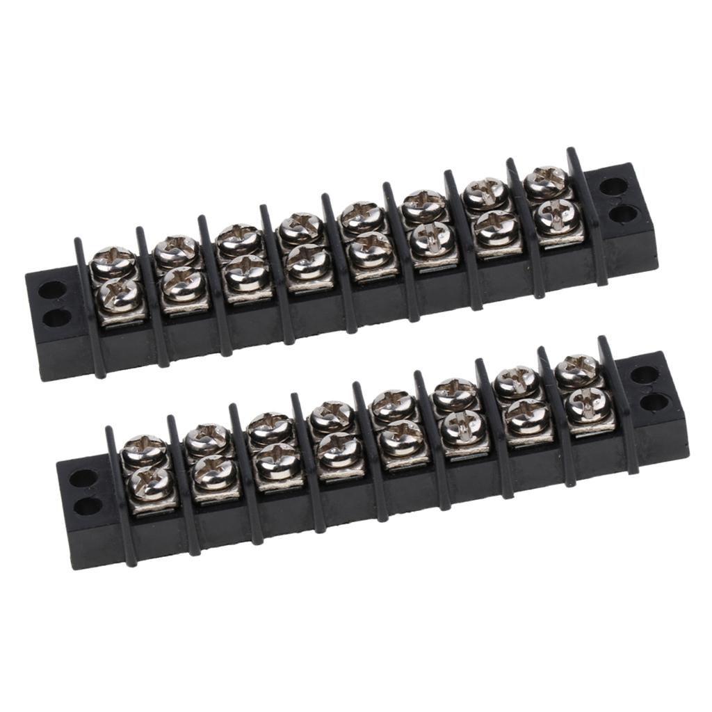 2x Dual Row 450V 30A 8 Positions Terminal Strip Blocks Bus Bar 