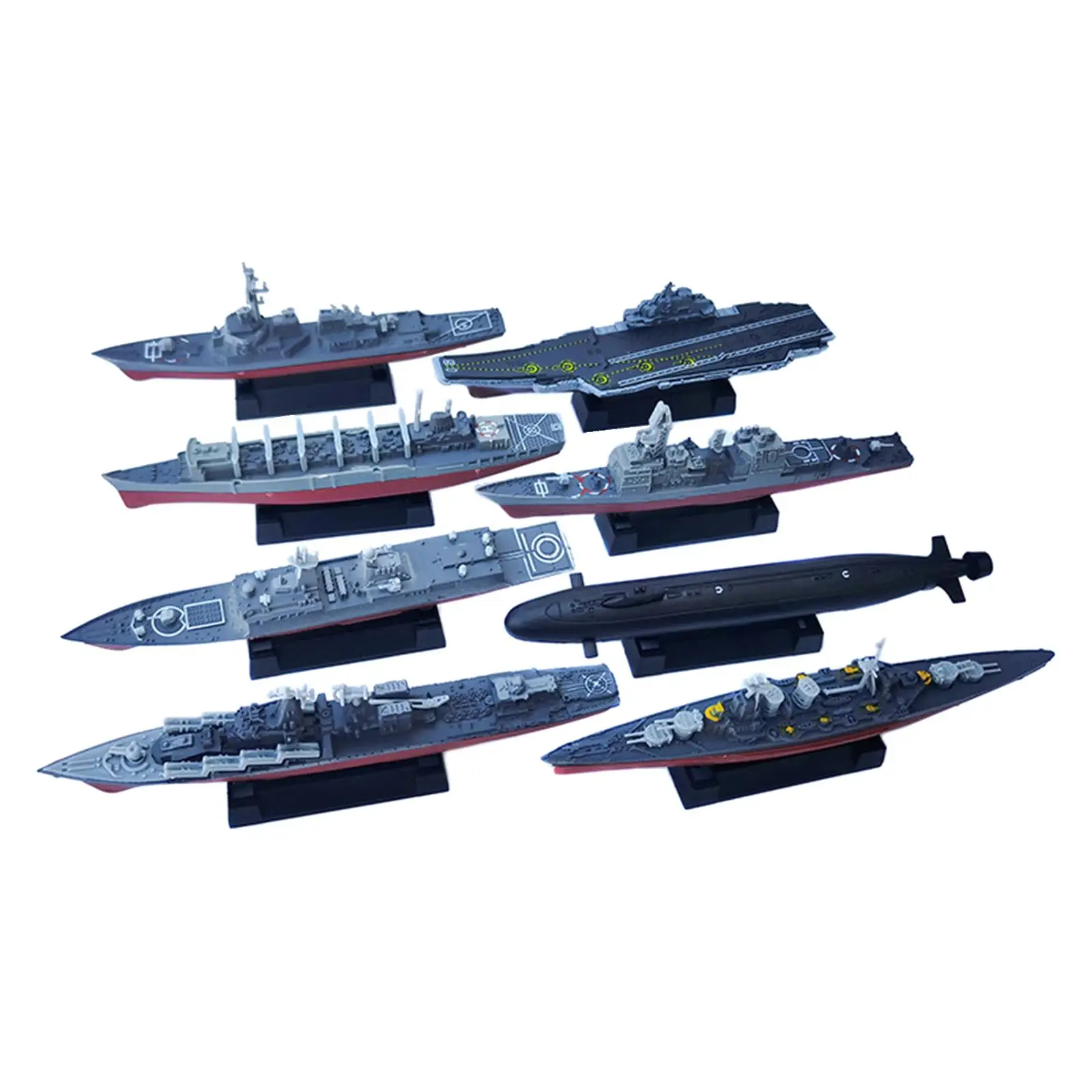 8Pcs Plastic Model Warships Ship Kits Modern Educational Toys Aircraft Model Navy Ship for Boys Girls Kids Adults Gifts
