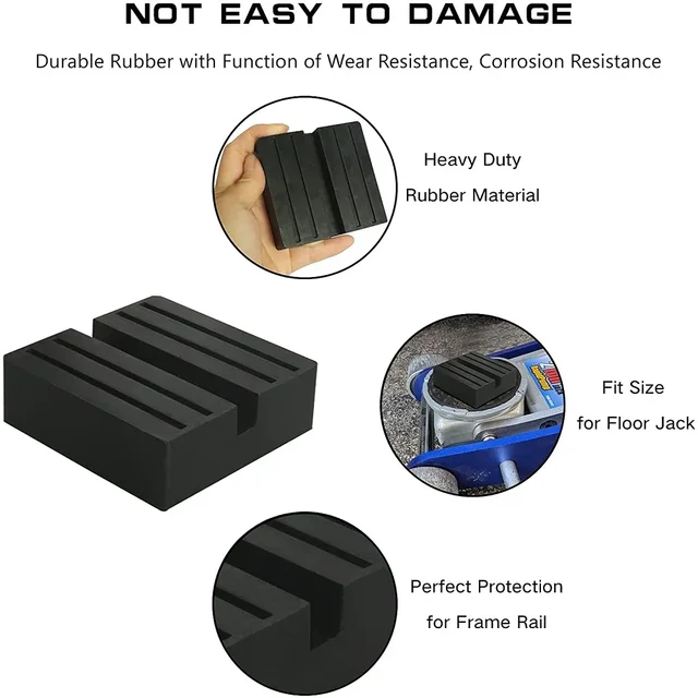 IJuicy 2-Pack Car Jack Pad Cushions – Flexible Shock-Absorbing Frame Rail Protectors (Black)
