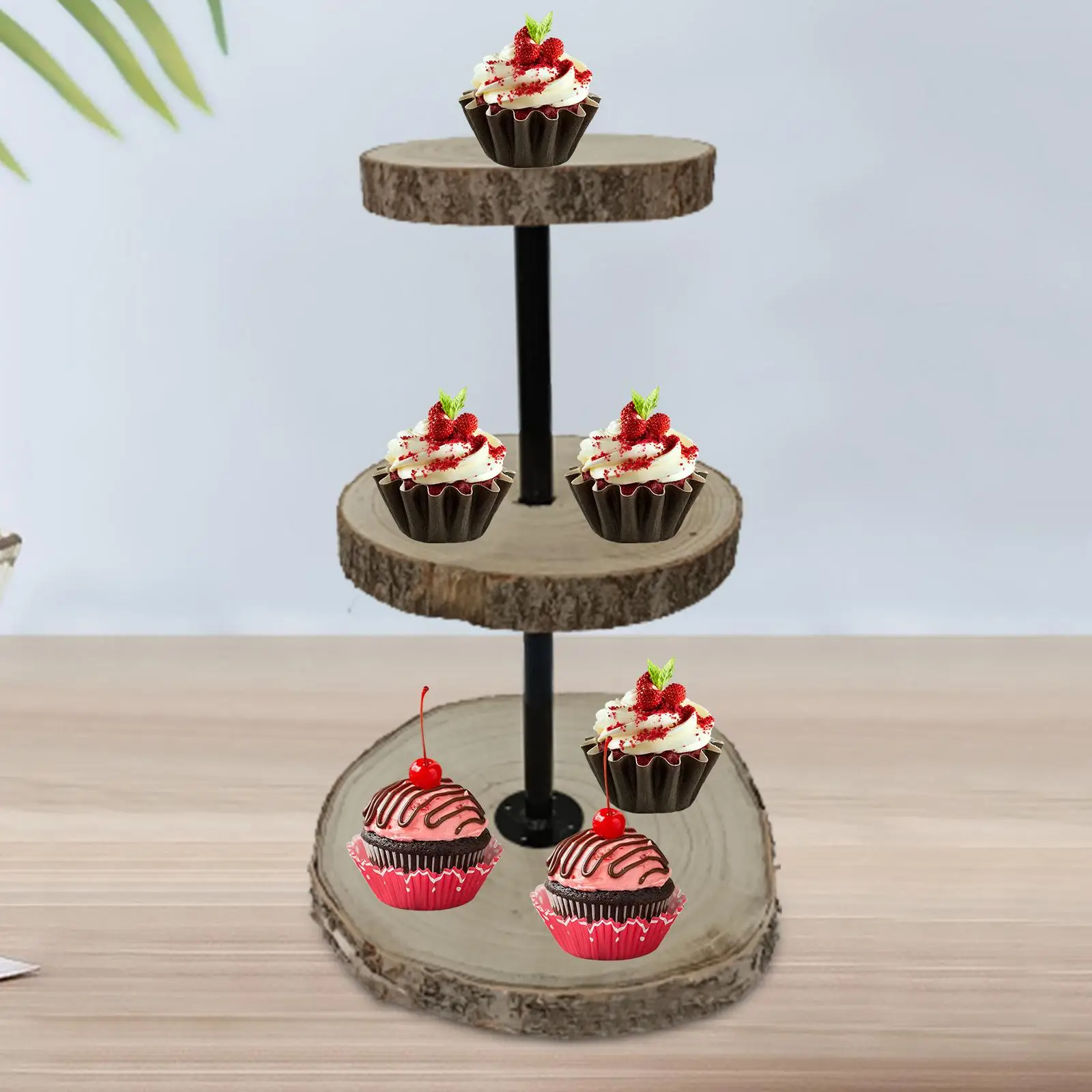 Wooden 3 Tier Table Decoration Parties Fruits Snack Serving Tray Birthday European Style Cookie Tray Cupcake Stand Dessert Stand