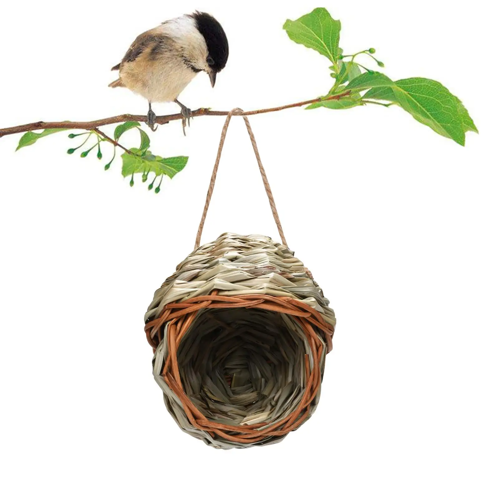 Grass Hanging Bird House Bird Nest Roosting Cozy Resting Place Bird Hut Hand Woven for Finch Outdoor Patio Decoration Outside
