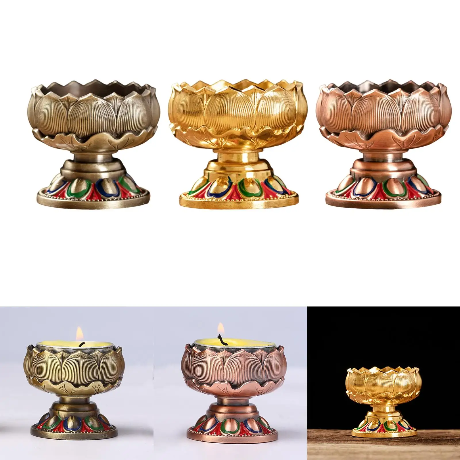 Lotus Shape Tealight Candle Holder Candle Cup Table Centerpiece Nonslip Removable Ghee Candlestick for Office Altar Wedding