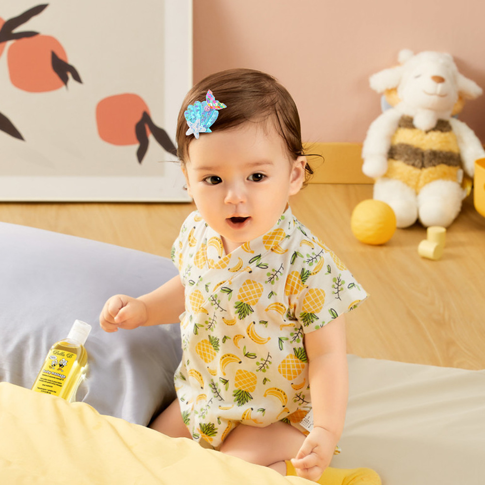 2pc neue Pailletten Fischschwanz Muschel Seestern süße Prinzessin Baby Mädchen Haarnadeln Haars pangen Kinder Kopf bedeckung Kinder Haarschmuck – Detail 3