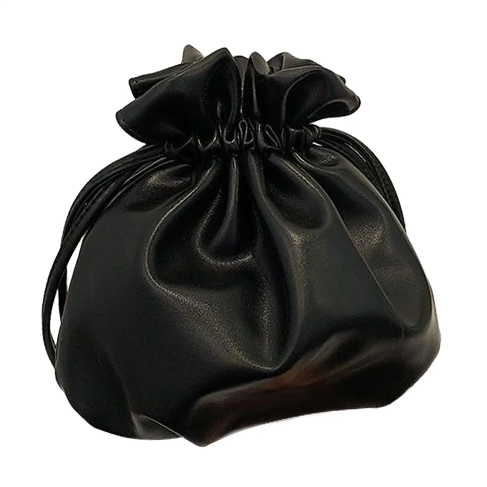 Drawstring Pouch Bucket Bags PU Leather Waterproof for Keys Coins Women