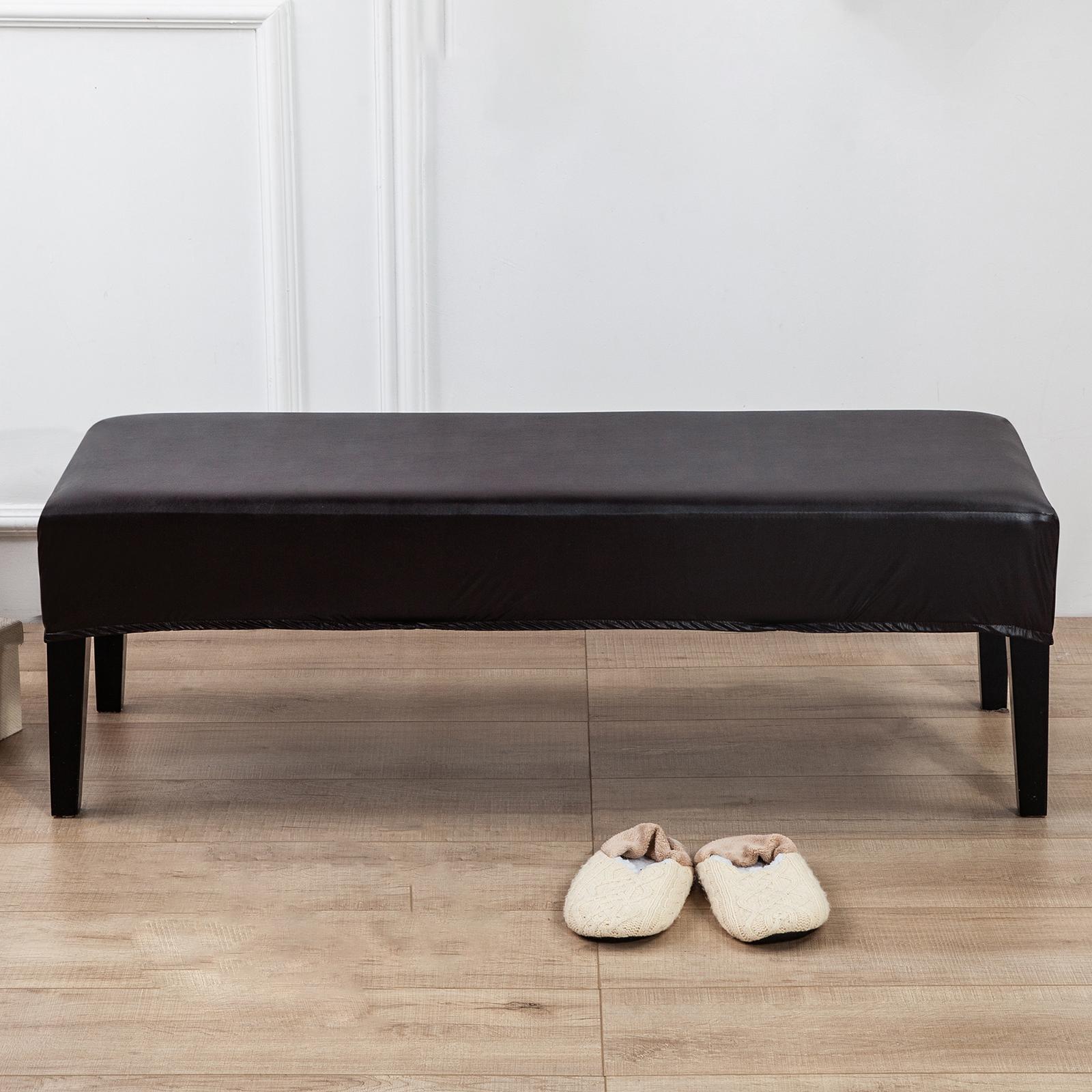Soft Dining Bench Cover PU Rectangle Upholstered Removable Bedroom Kitchen Bench Long Seat Slipcover Decor