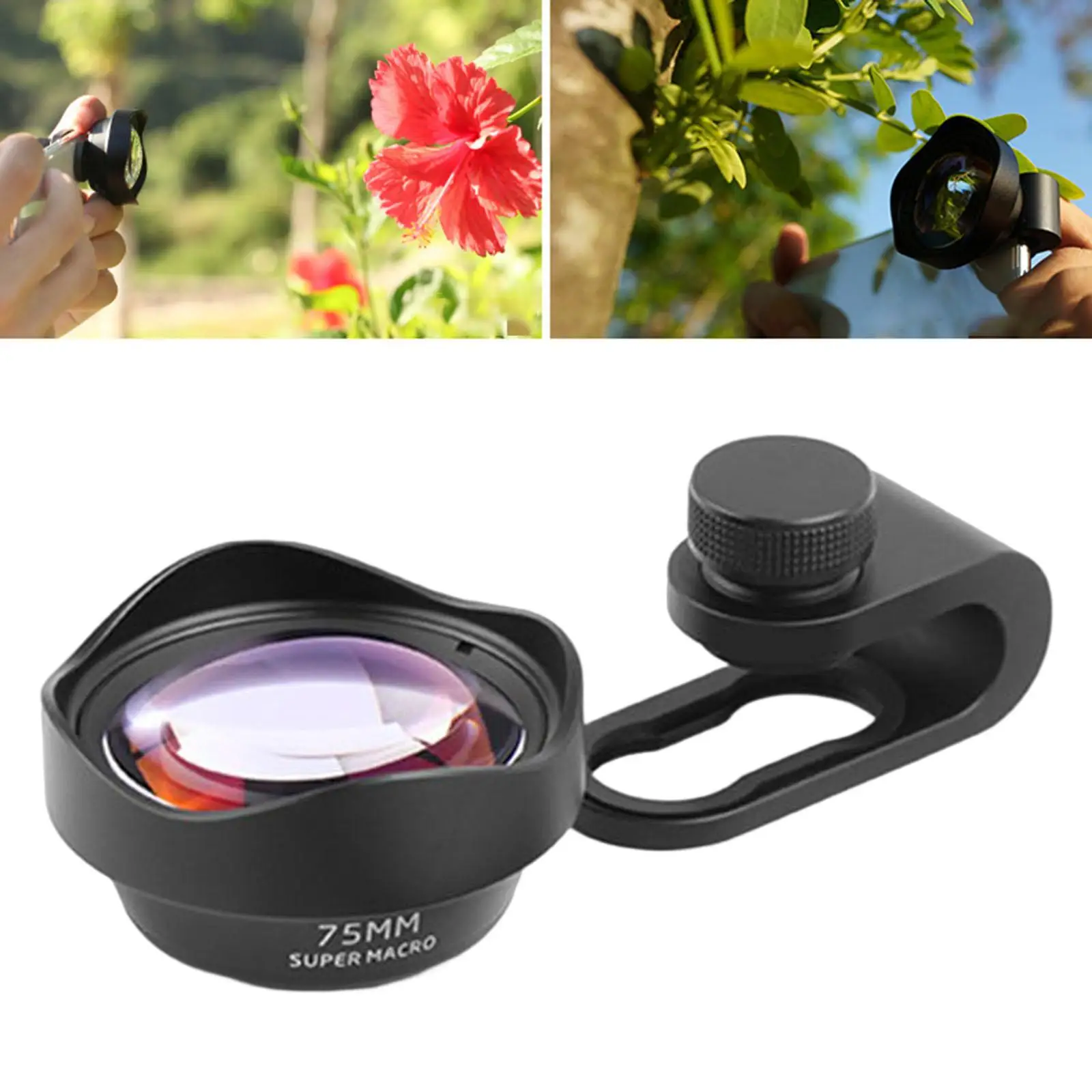 Professional Attached Lens 10x 75mm Clip On Optical Glass HD for Most Cellphones