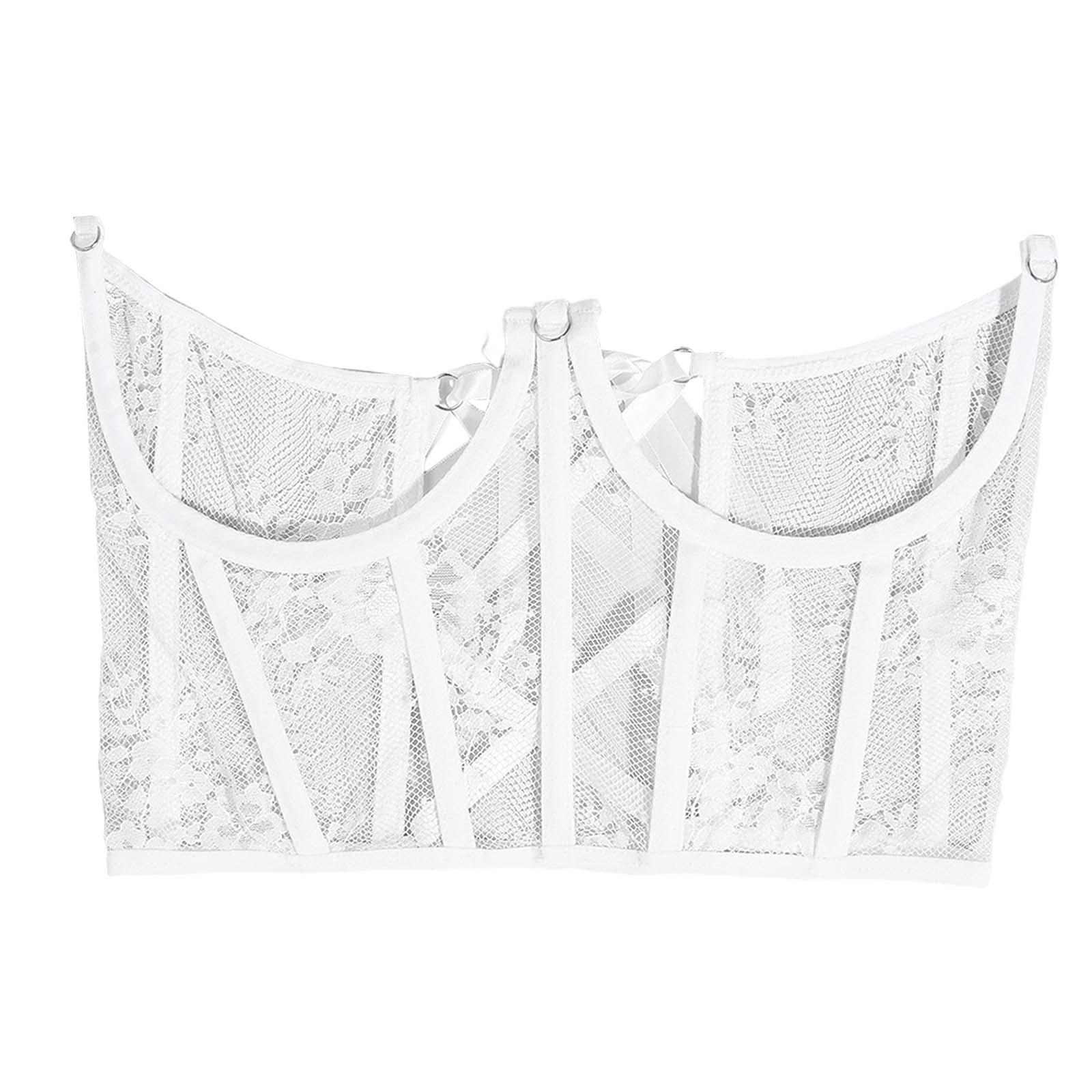 Lace Corset Belt for Women Boned Bustier Girdle Fashion Tie Back Corset Lace up Corset Underbust Waist Cincher Wide Waist Belt