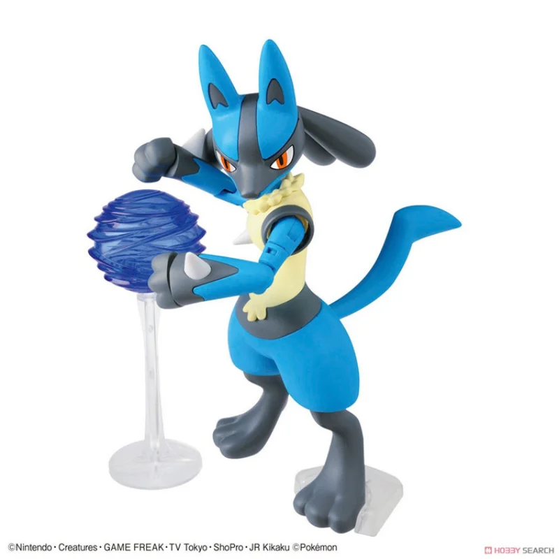 Bandai Original Genuine Pokemon PLAMO Lucario Riolu Action Figure Anime Fighting Ripple Pokémon Assembly Model Toy