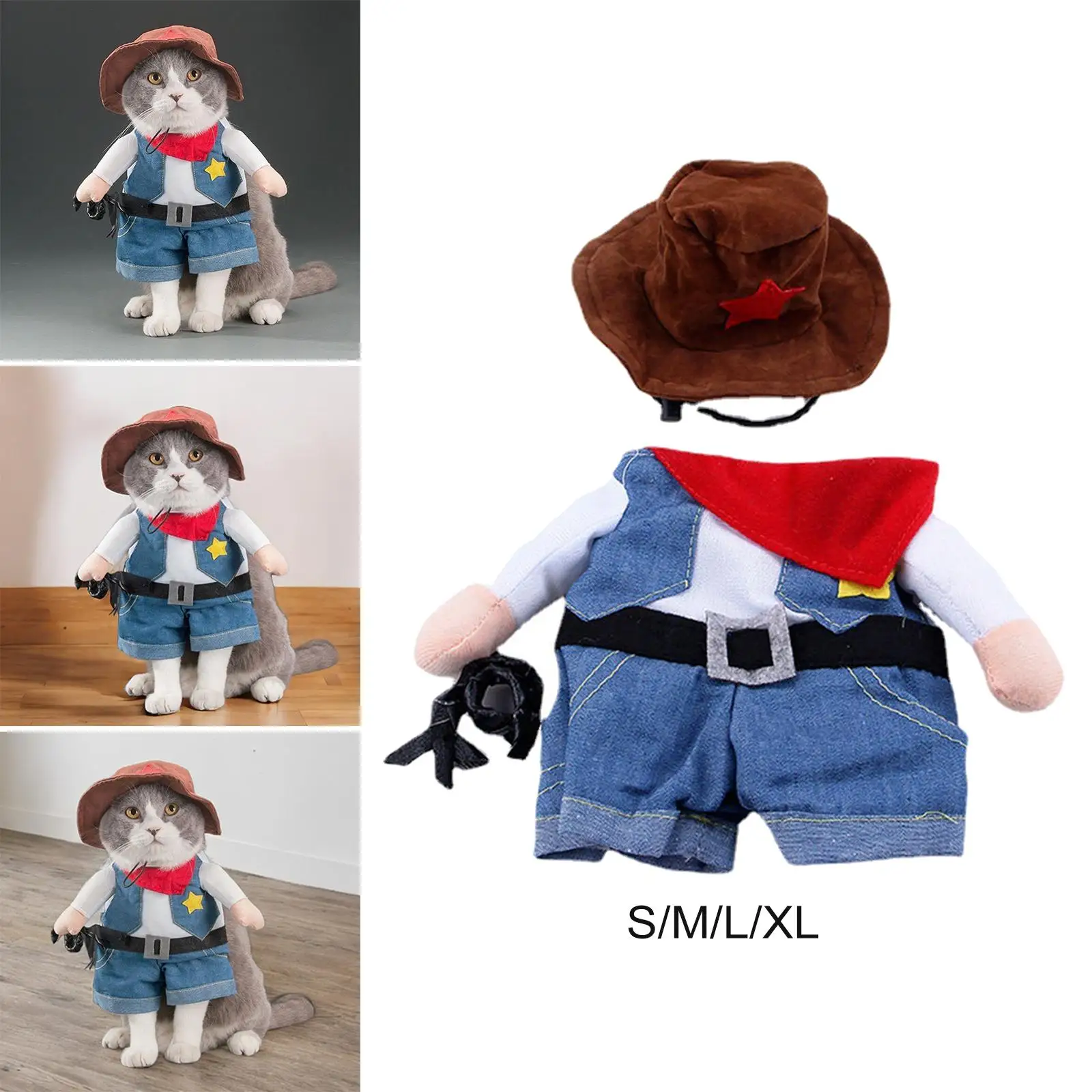 Pet Dog Cat Costumes Pet Halloween Cosplay Costume Cute Dog Cowboy Clothes