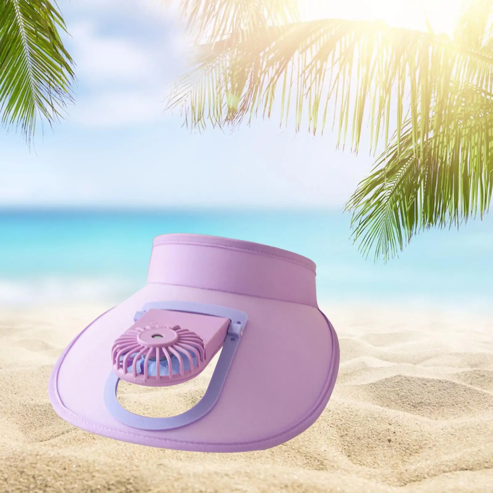 Sun Visor Hat with Fan, Fan Visor HatSummer Beach Hat for Adult Kids USB Powered Cooling Fan Hat for Hiking Outdoor Sports