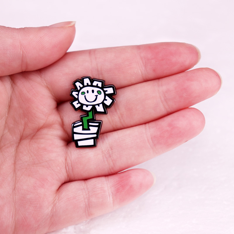 Niedliches Cartoon-Sonnenblumen-Abzeichen, amerikanische Rockband, Musikalbum, Emaille-Anstecknadel, Brosche, Schmuck – Detail 3
