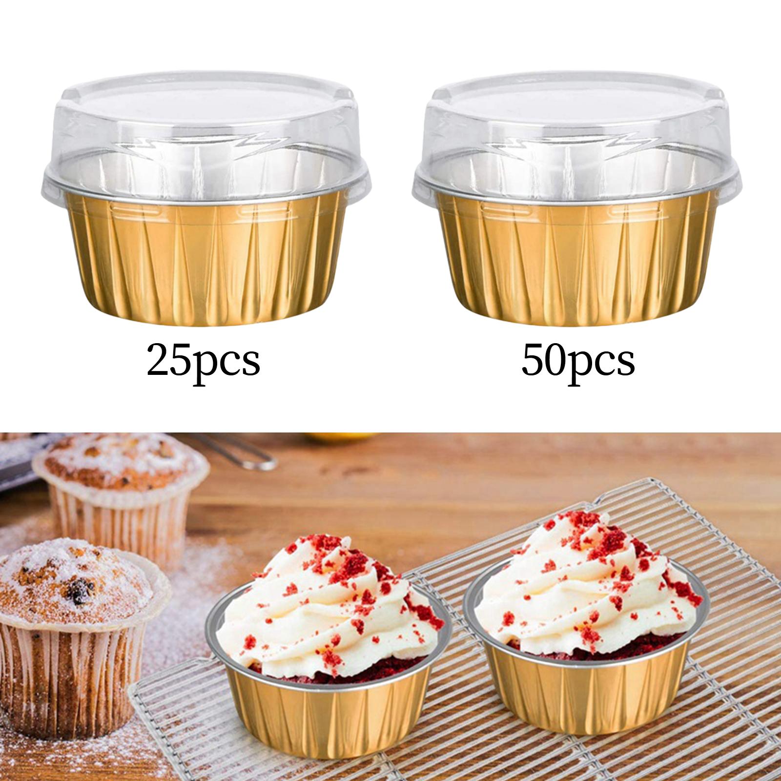 Round Aluminum Muffin Cups Heat Resistant Cupcakes Liners Cups for Cookies Ramekins Bakery