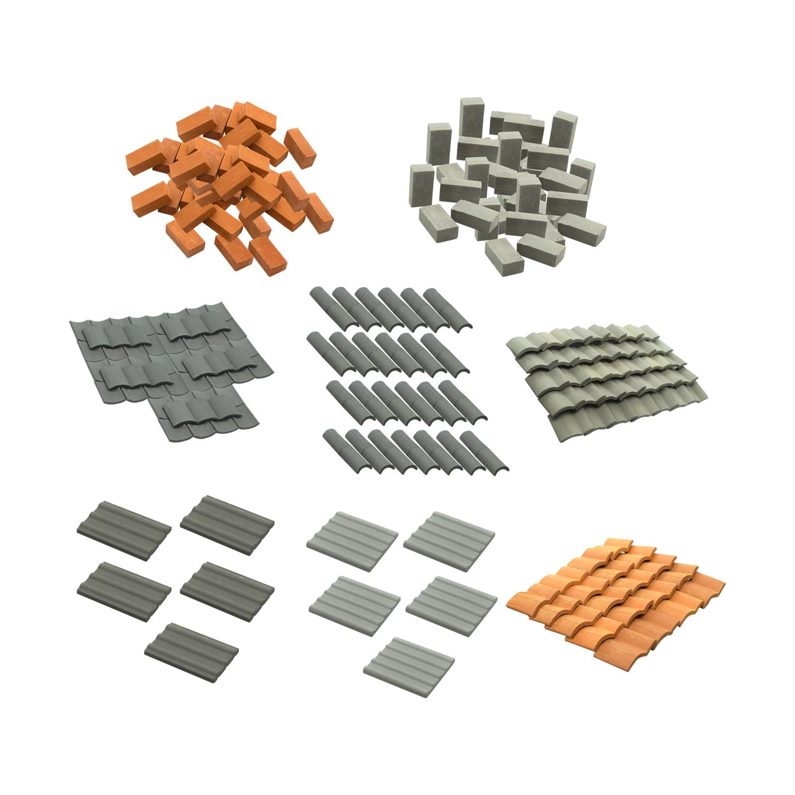 Miniature Bricks Roof Tiles 1/12 Scale Dollhouse Decor Model Building Materials Mini Blocks Realistic for Miniature Enthusiasts