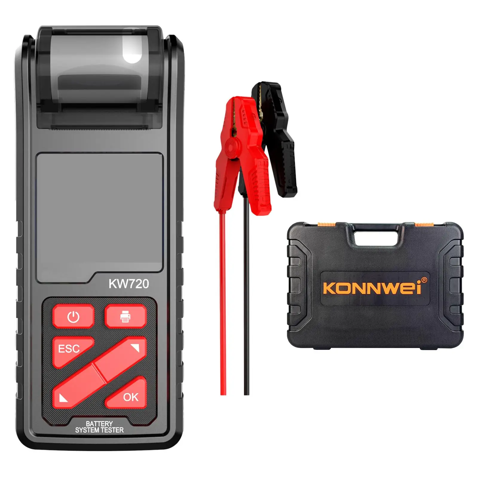 KW720 Car Battery Tester with Printer 6V 12V 24V Charging Test Tool Auto Battery Analyzer for Cars Marine Boats Truck