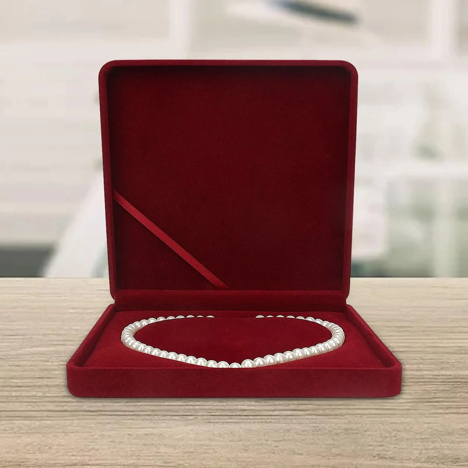 Velvet Gift Box Pearl Necklace Box Holder for Proposal Engagement Weddings