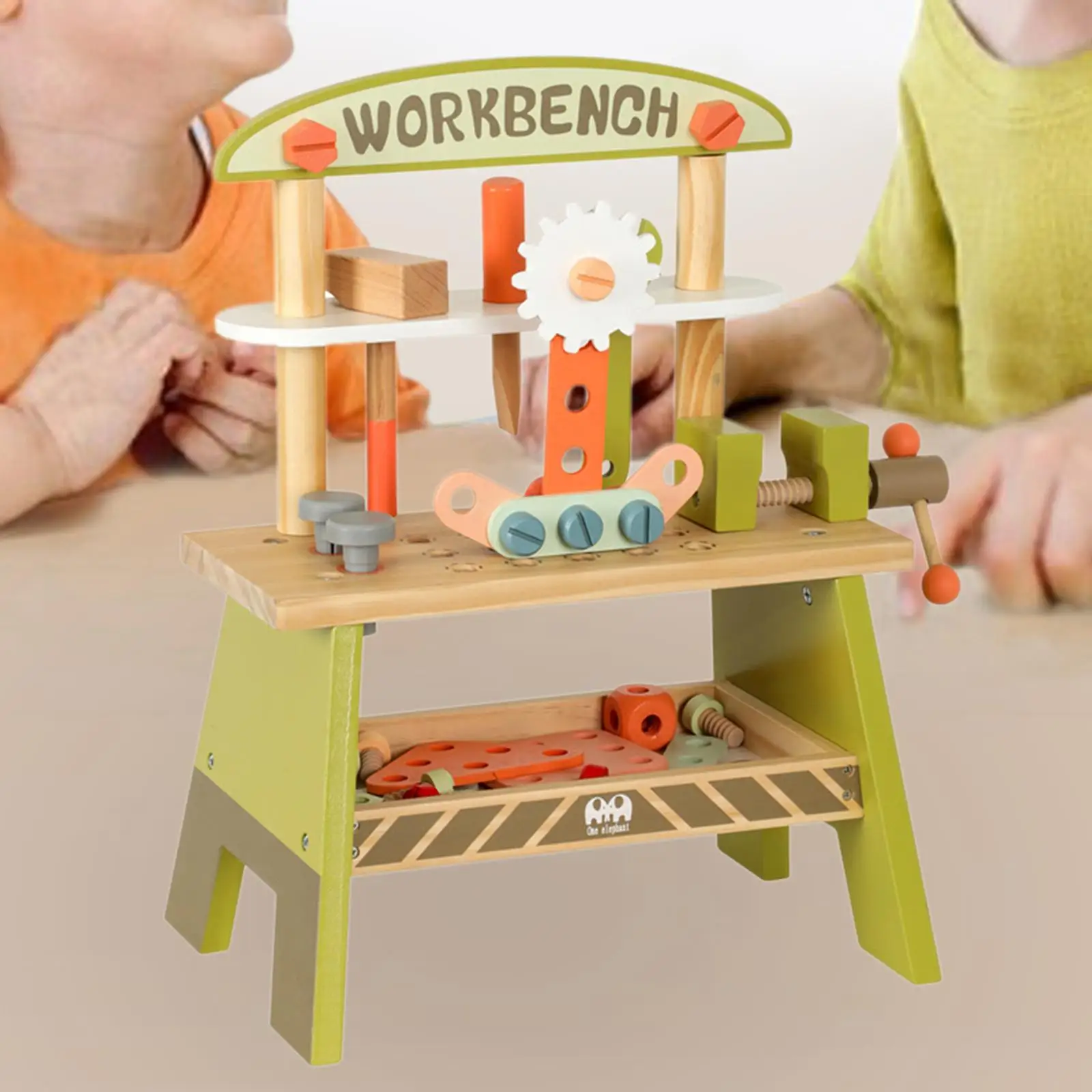 Small Wooden Kid Workbench Toy DIY Playset Creative Children Repair Play Tool Set for Ages 3+ Girls Boys Child Holiday Present