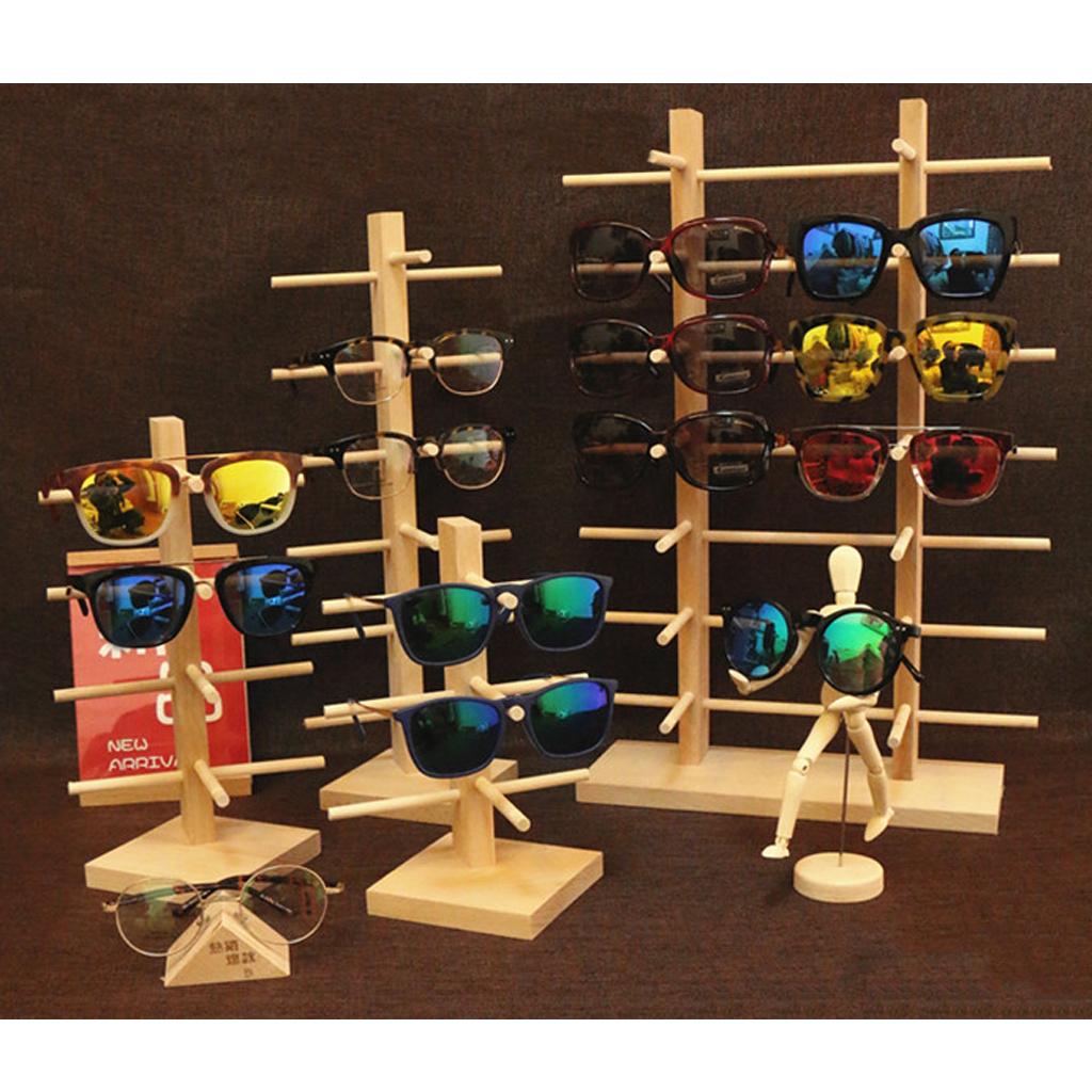 Wood Display Rack Sunglass Eyeglass Counter Stand Organizer 2-Row 3/4/5/6 Layers