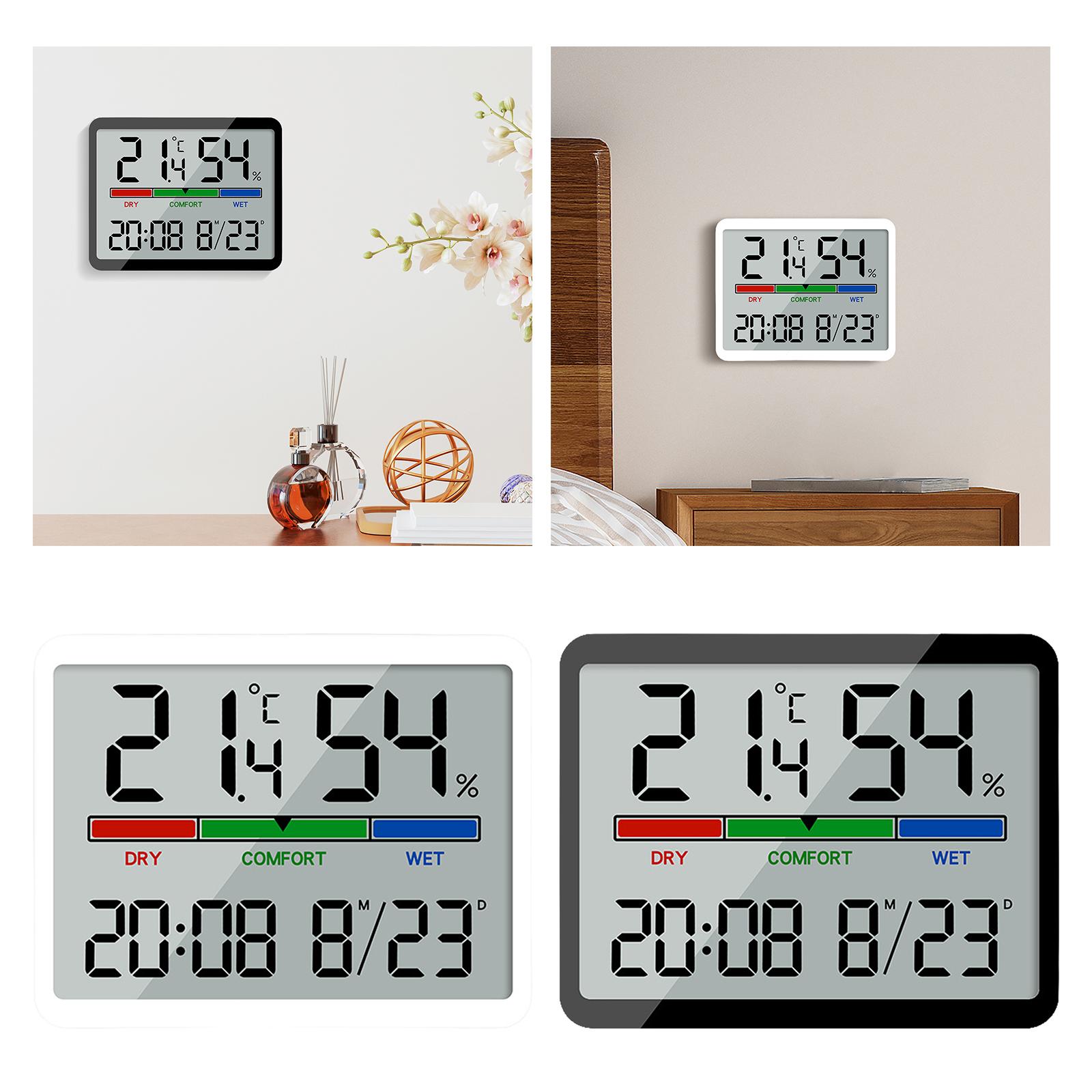 Digital Indoor Hygrometer Desktop Temperature Calendar with LCD Display Snooze High Precision Room Thermometer for Home Nursery