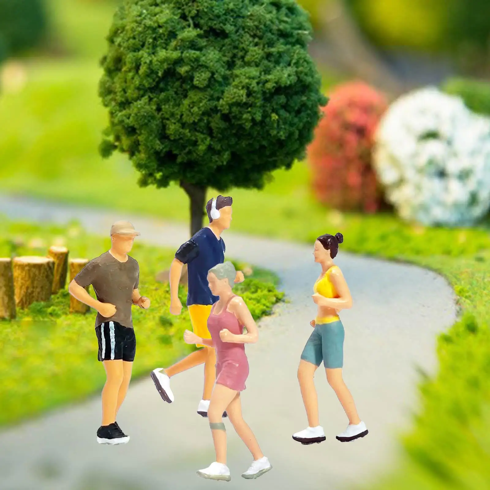 Sport Resin Figures of People Decor 1:87 Miniature Painted Figure Outdoor 1:87 Figures for Station Railway Layout Architectural
