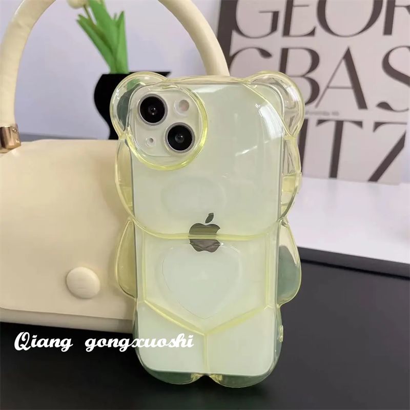 cheap iphone xr cases Super Cute Cartoon 3D Transparent Bear Soft Phone Case For IPhone 12 11 13 Pro Max XR X XS Max Girl Animal Shockproof Soft Cover xr phone case