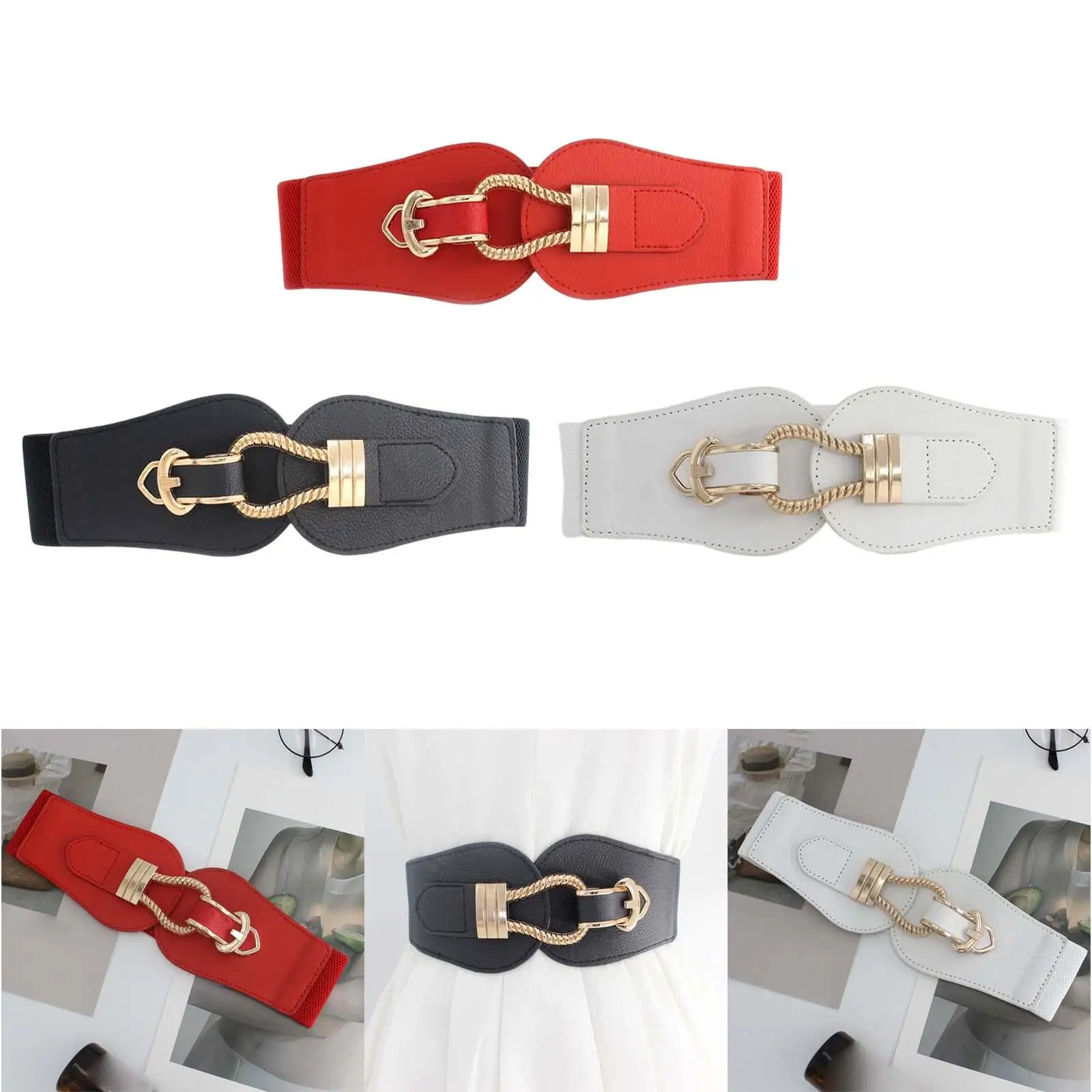 Fashion Dress Belt Waist Strap Waistband for Daily Casual Elastic PU Leather Skirt Belt Women Belts for Dresses for Girls
